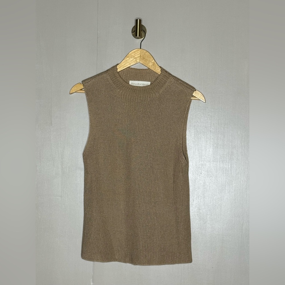 Dana Buchman Linen Silk Sleeveless Knit Top Beige Minimalist Tank Womens‎ M